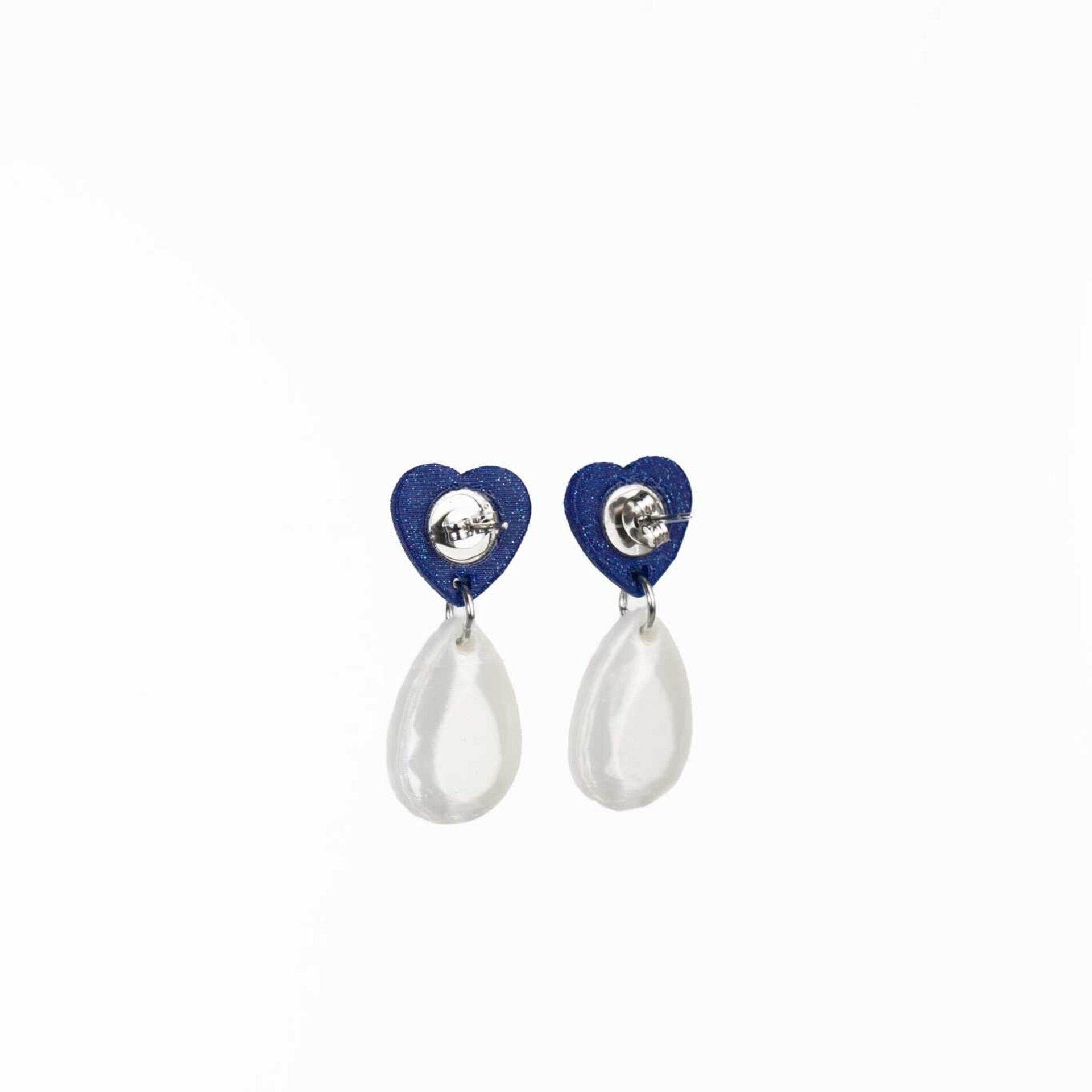 Pendientes mini Heart en Azul y Pearl. impresos en 3D - 5
