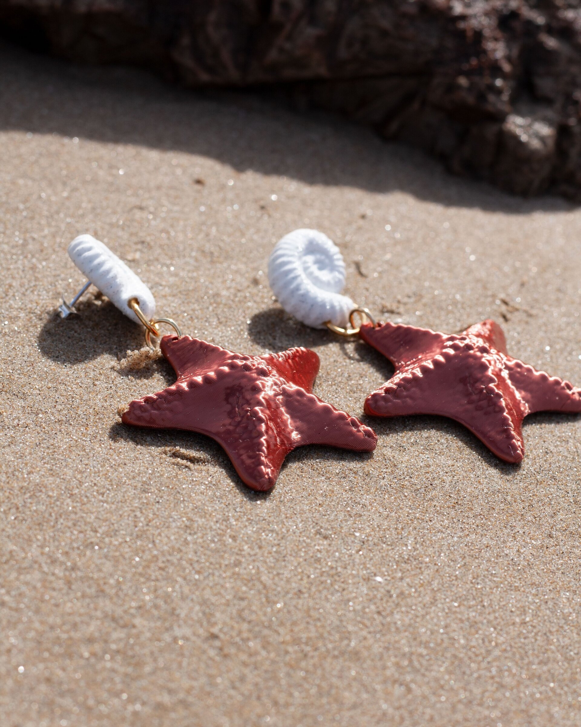 Pendientes Neptune blanco y cobre – Estilo marino con mucho brillo - 4