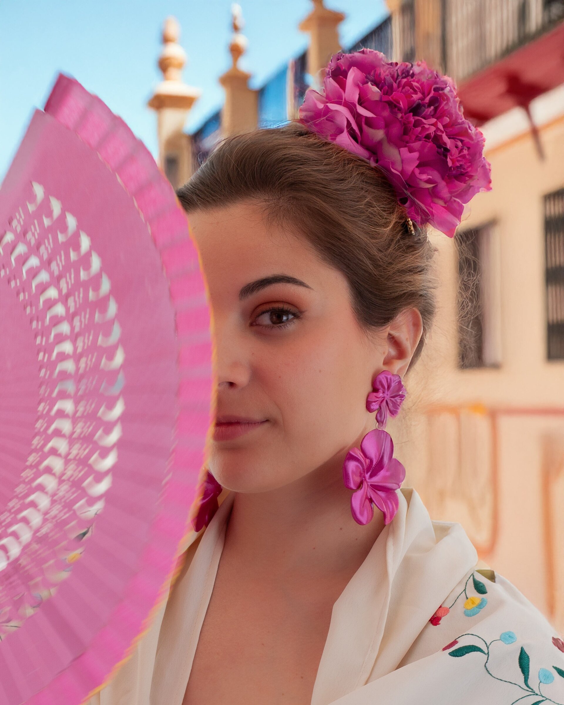 Pendientes Gran Hibis en Rosa Ciclamen - 2