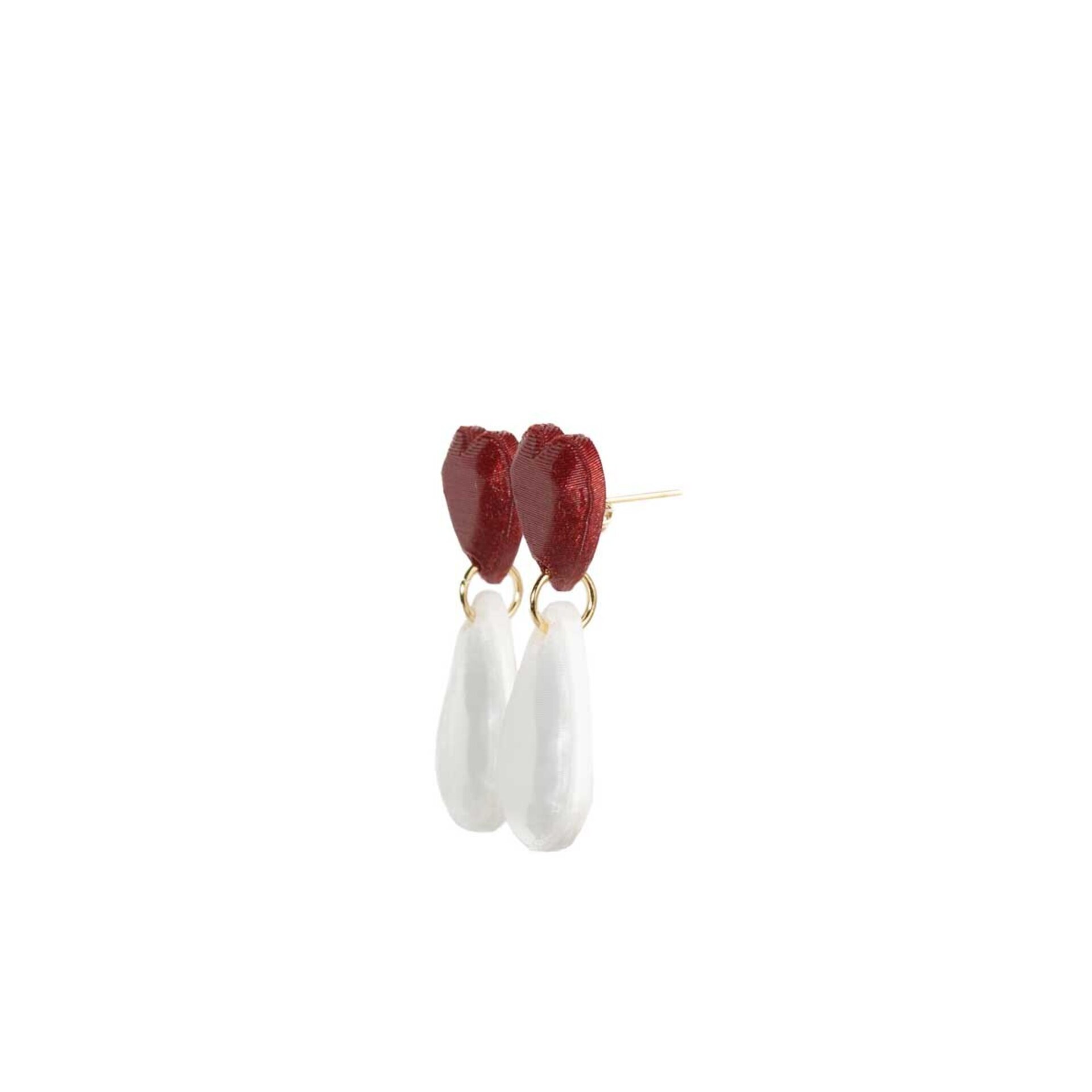 Pendientes mini Heart en Red y Pearl, impresos en 3D. Colección Inner Love - 2