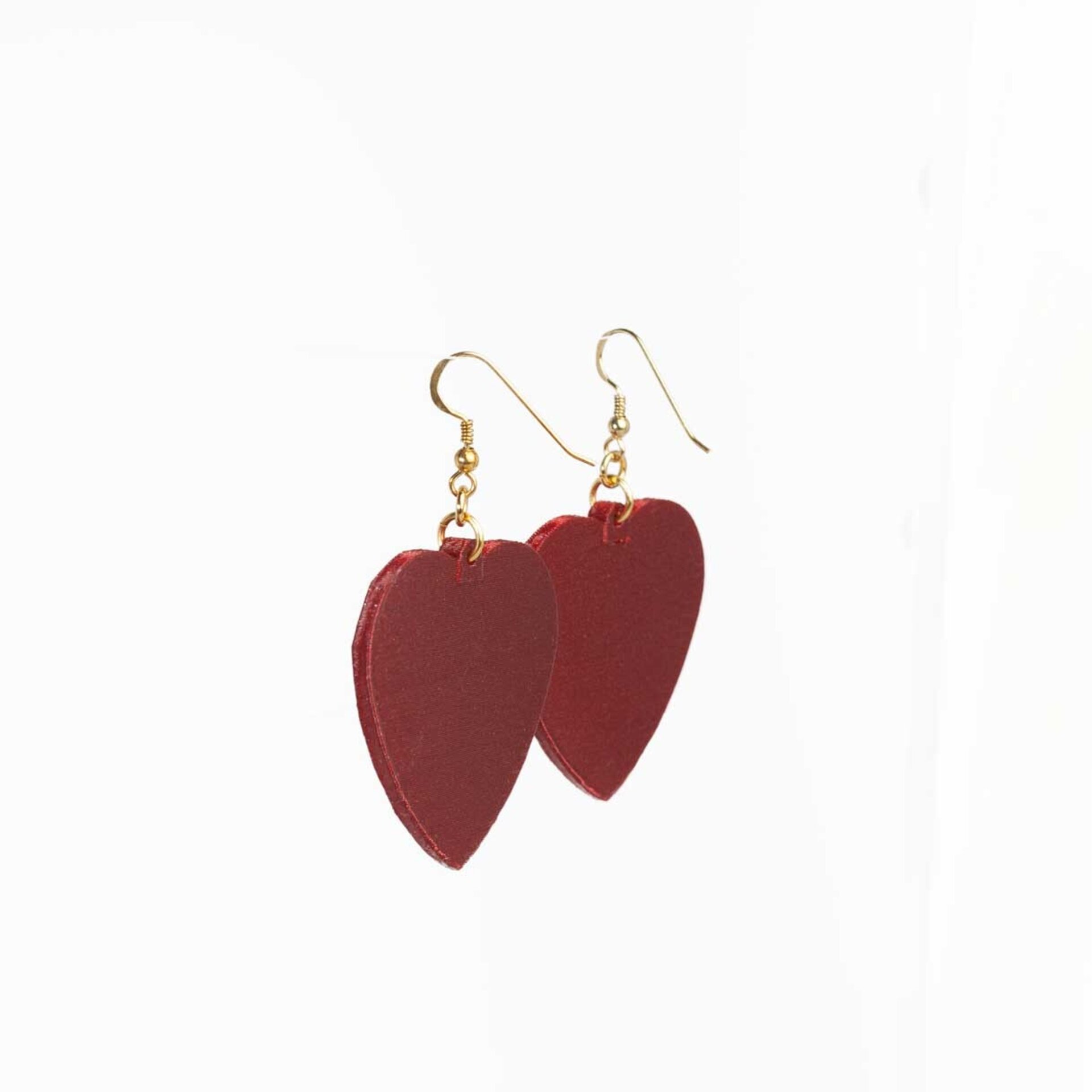Pendientes Mi Corazón en Rojo, impresos en 3D y Gancho de plata bañada en oro. - 4