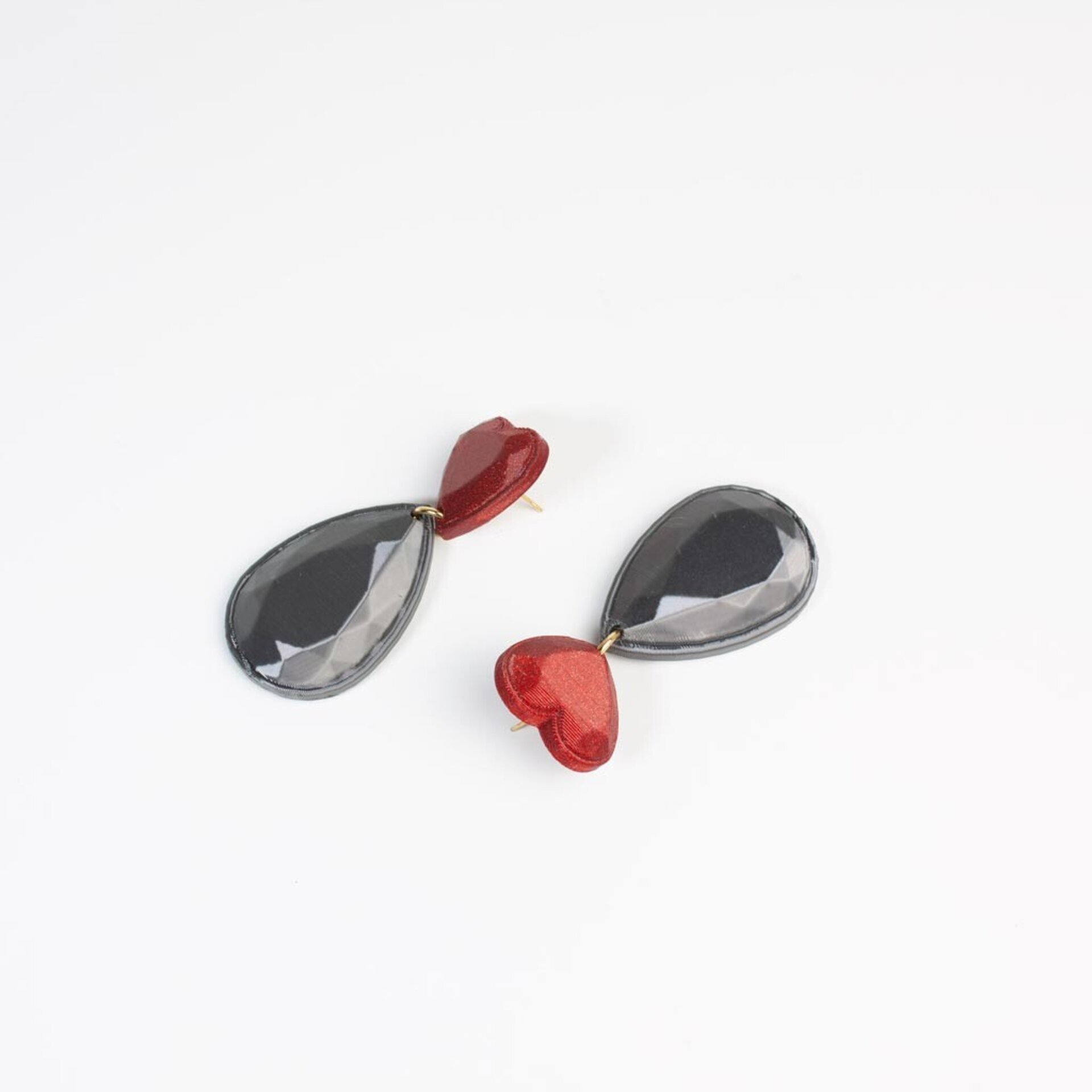 Pendientes Jewel Heart en Rojo y Grafito - 6