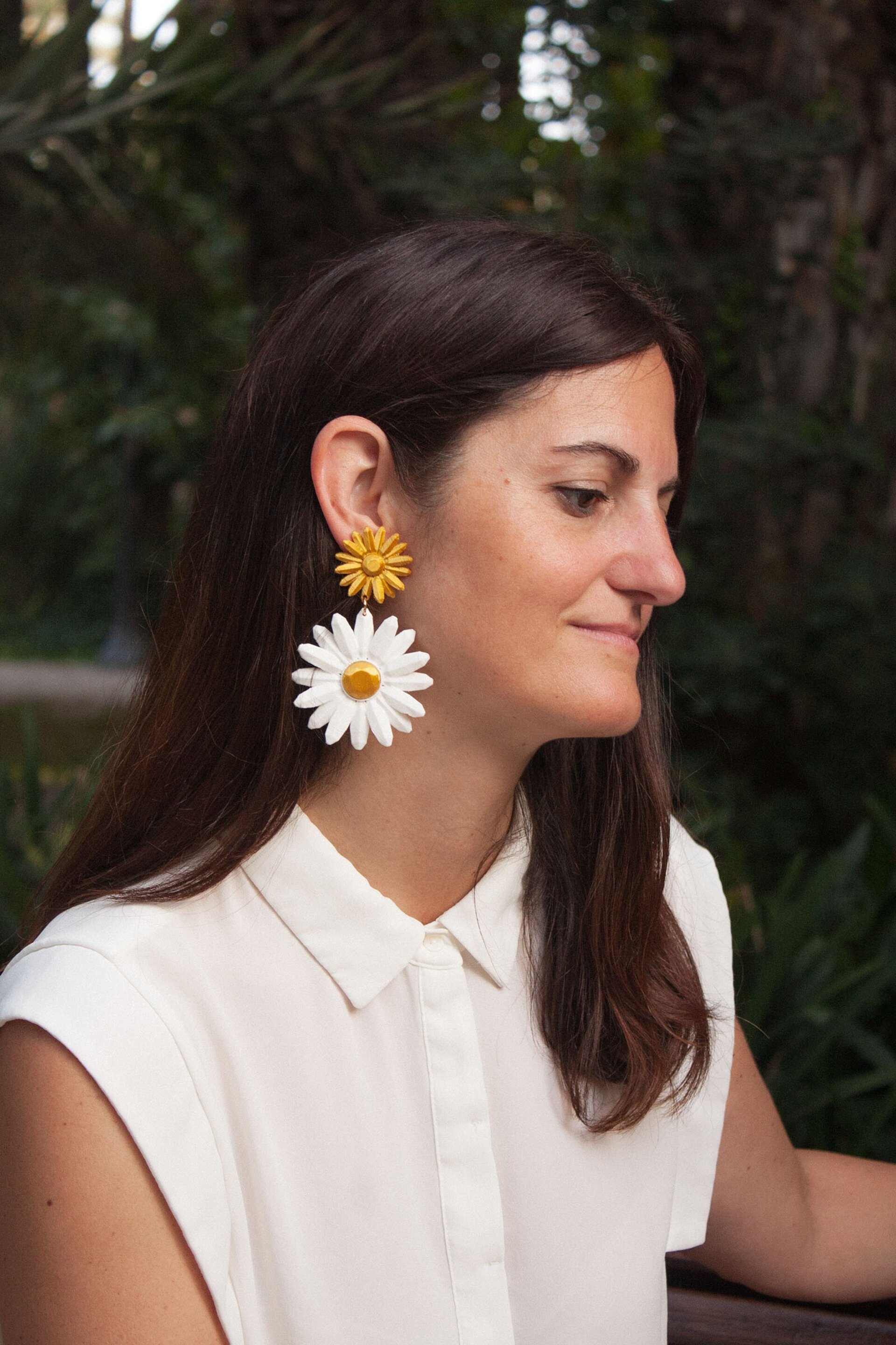 Pendientes Marguerite Blancos - 2