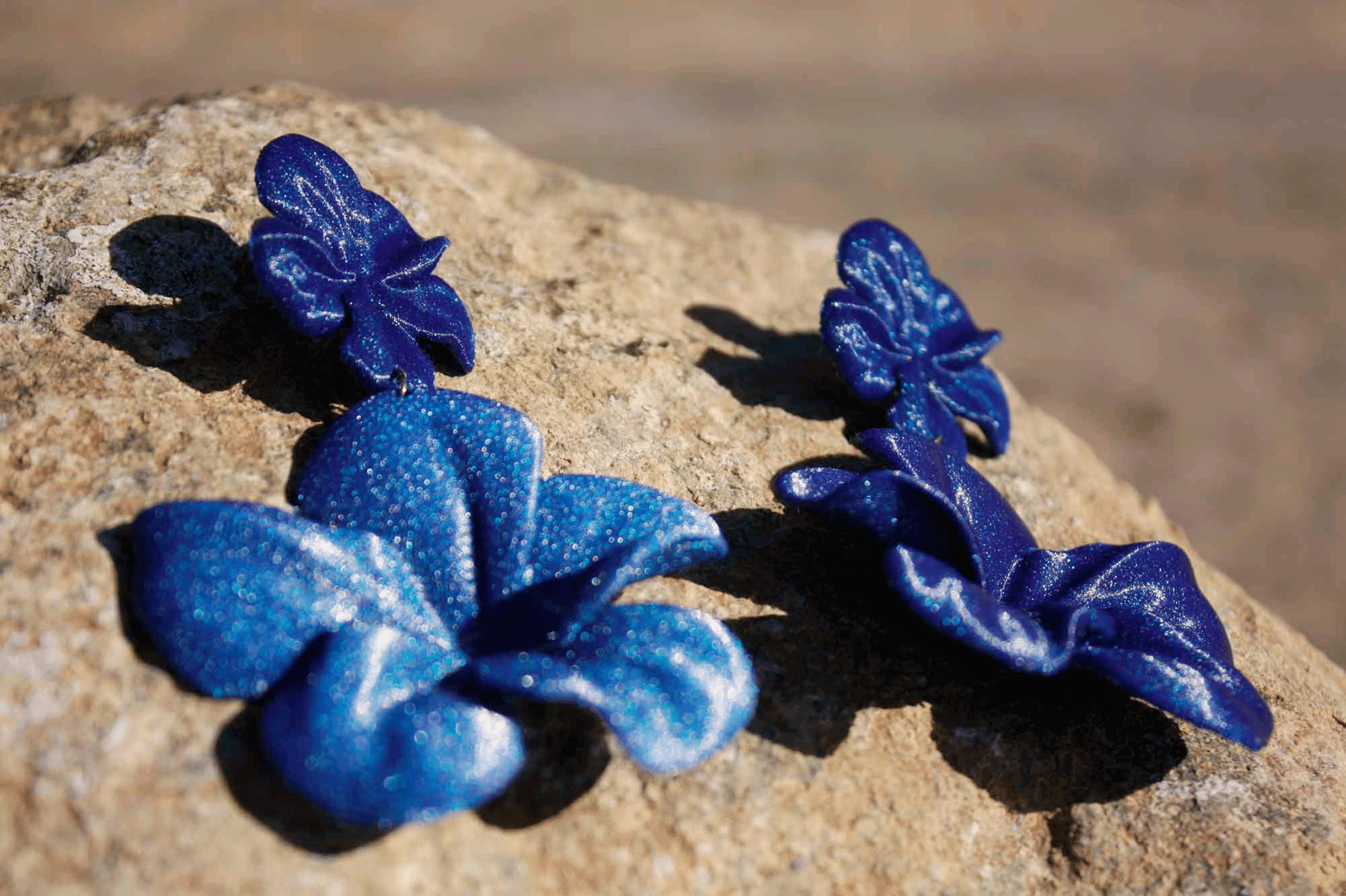 Pendientes Gran Hibis Azul Ultramar - 3