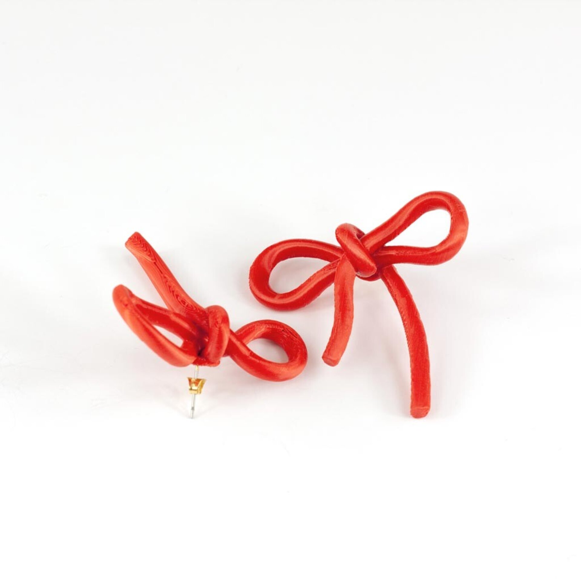 Pendientes de Lazo color Rojo Coral - 4