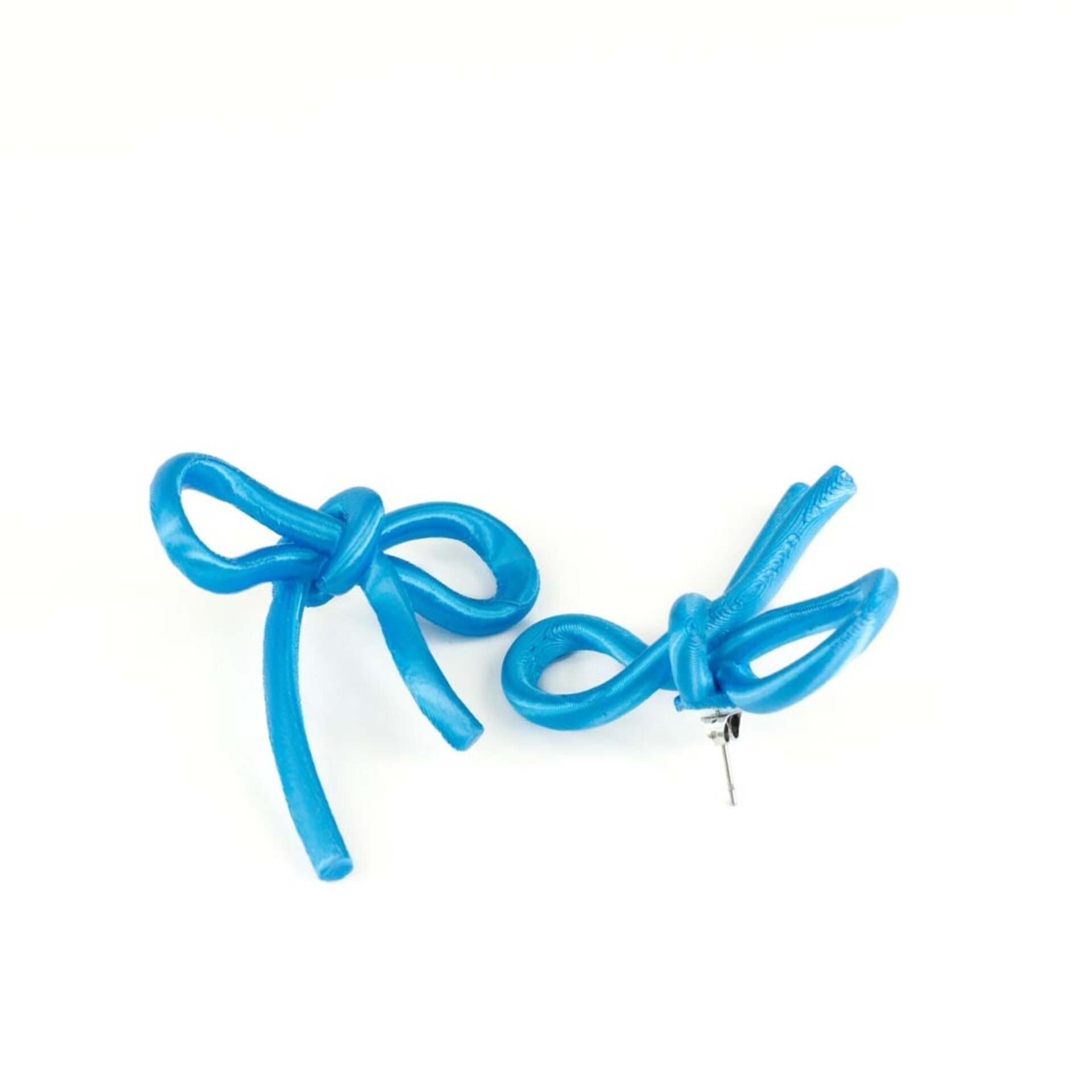Pendientes de Lazo color Cyan - 4