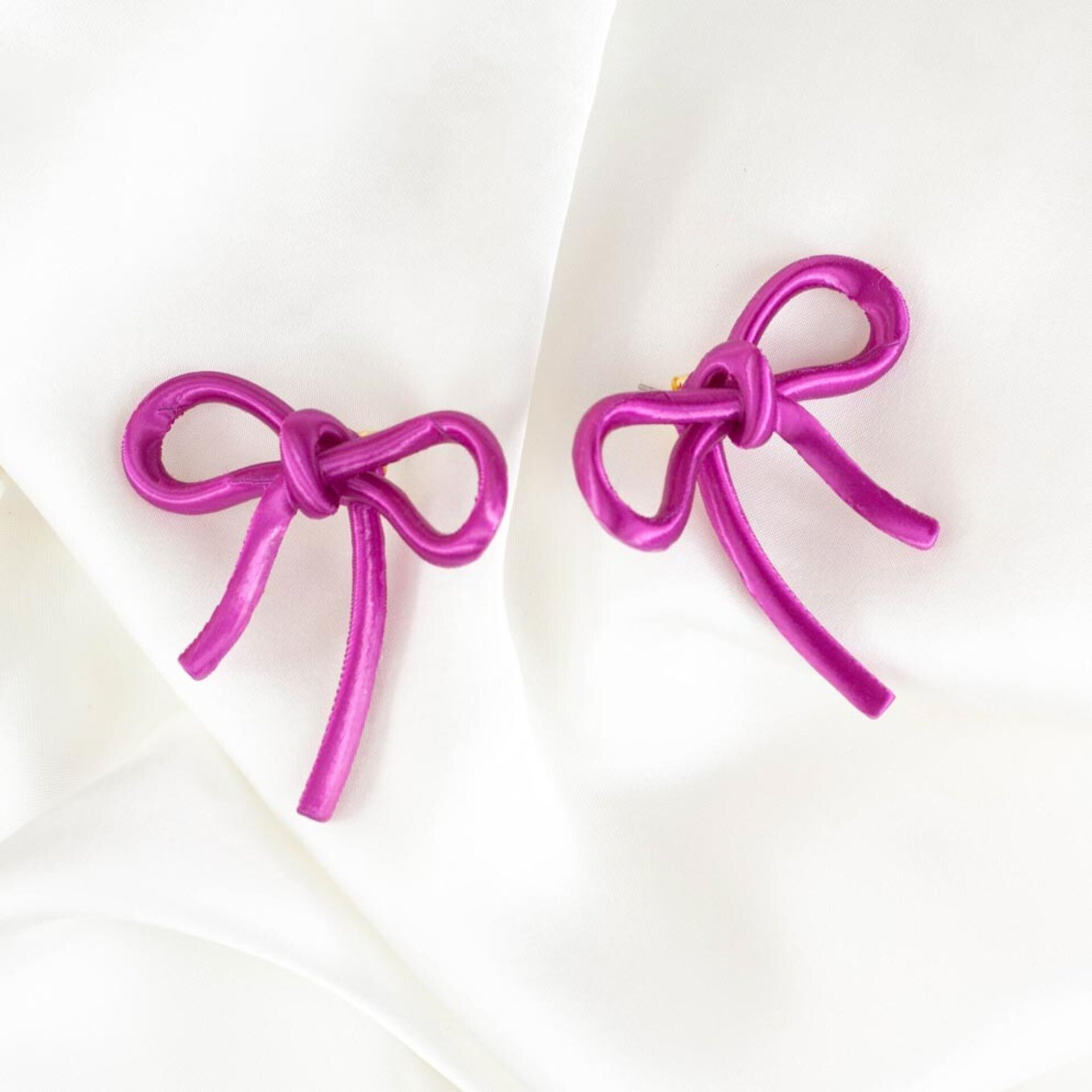 Pendientes de Lazo color Ciclamen - 4