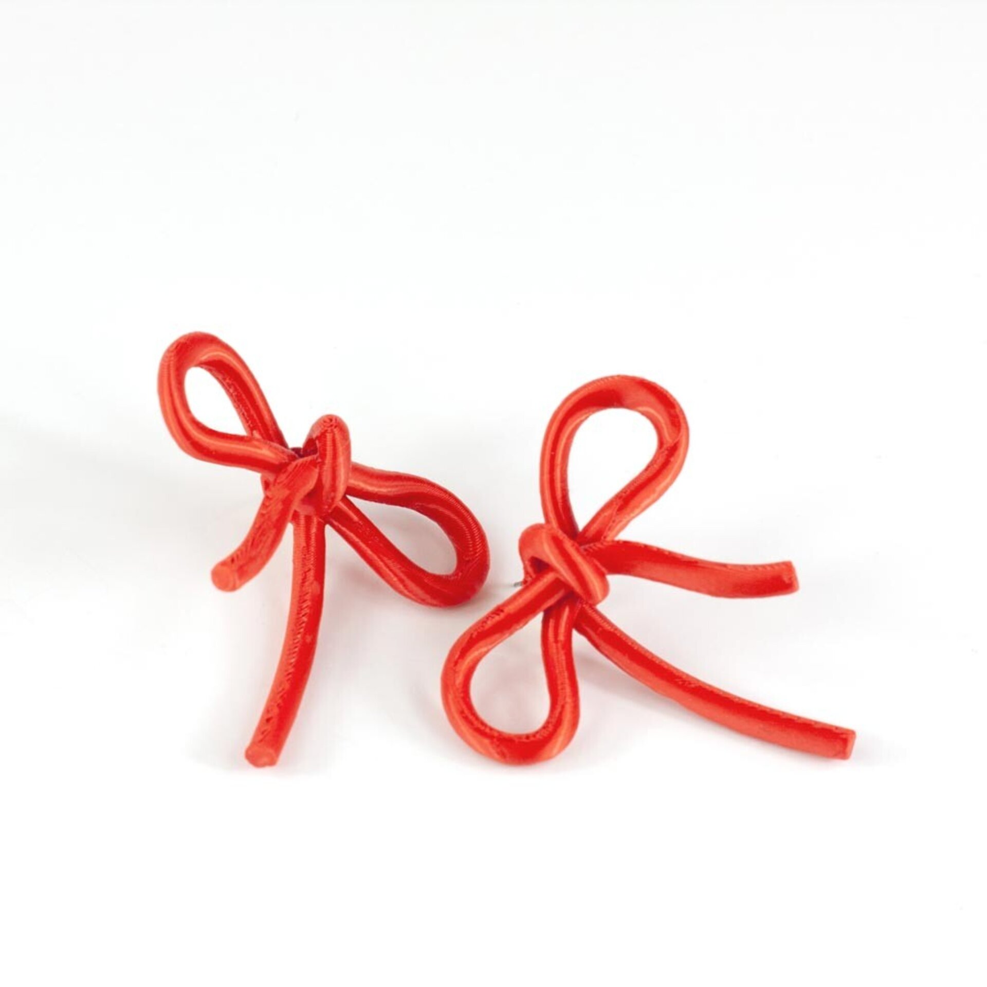 Pendientes de Lazo color Rojo Coral - 3