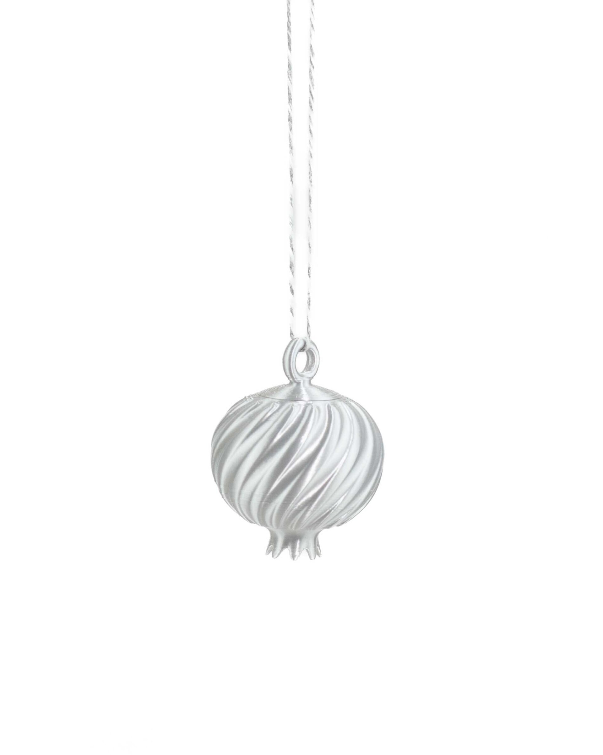 Adorno para el árbol granada pequeña color plata - 2