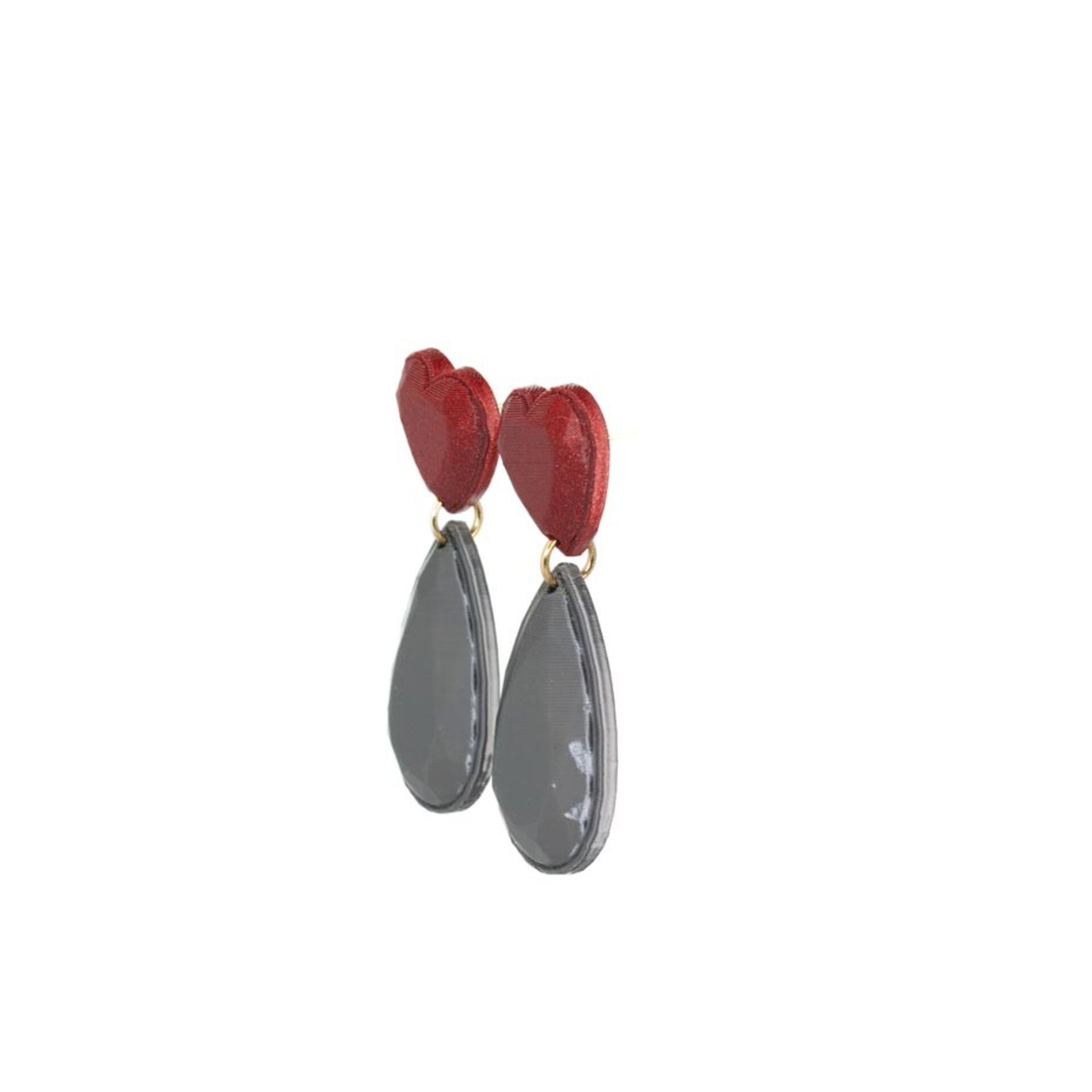 Pendientes Jewel Heart en Rojo y Grafito - 5