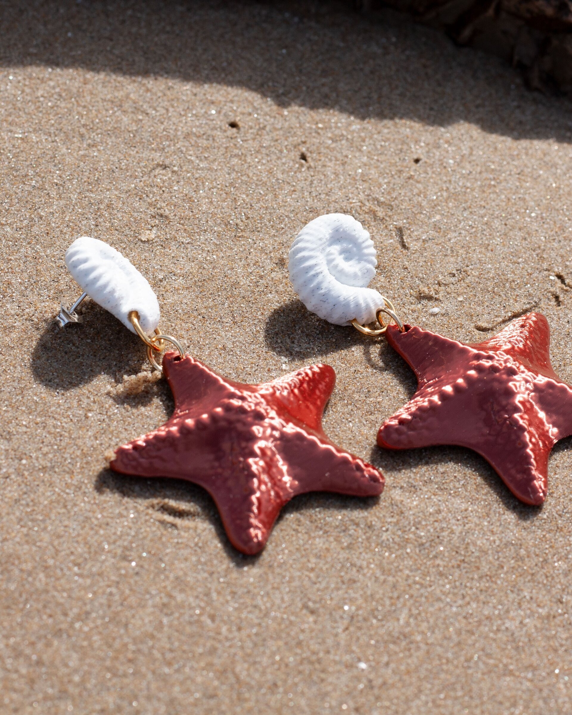 Pendientes Neptune blanco y cobre – Estilo marino con mucho brillo - 3