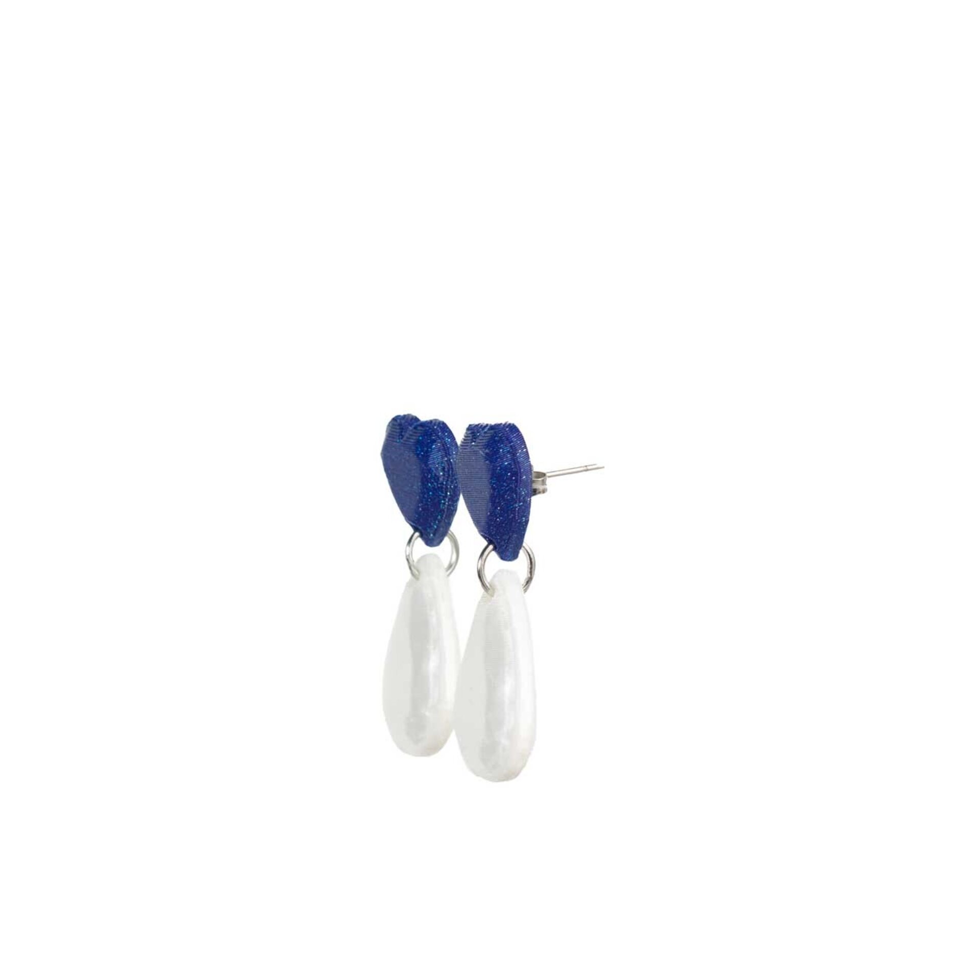 Pendientes mini Heart en Azul y Pearl. impresos en 3D - 4